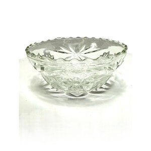 Vintage ANCHOR HOCKING Star Of David PRESCUT EAPC Glass SMALL Clear Serving Bowl